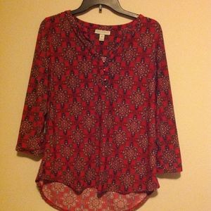 Dana Buchman 3/4 Length Patterned Shirt